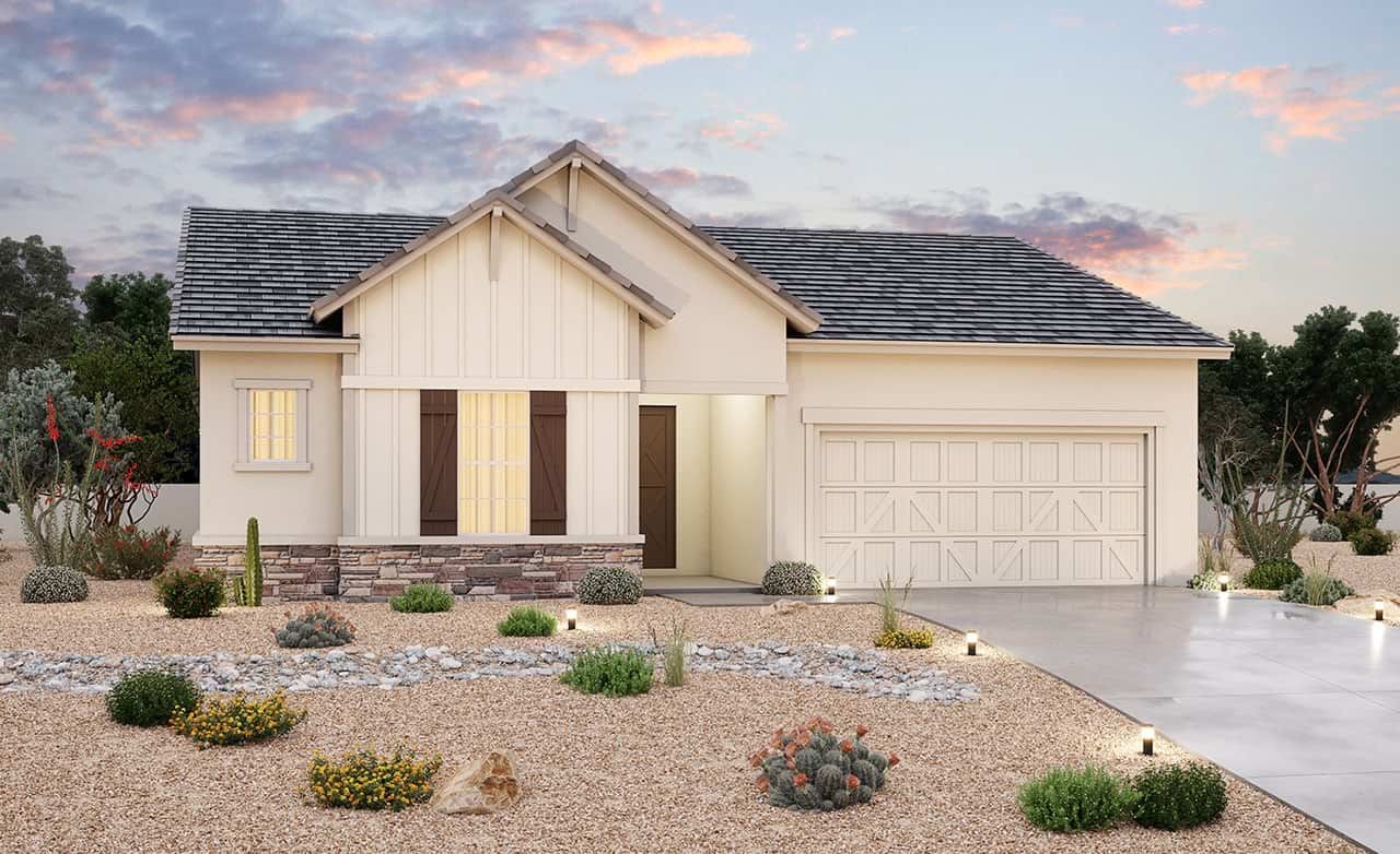 Realistic 3D render of a single-family home's exterior showcasing modern residential design and architecture.