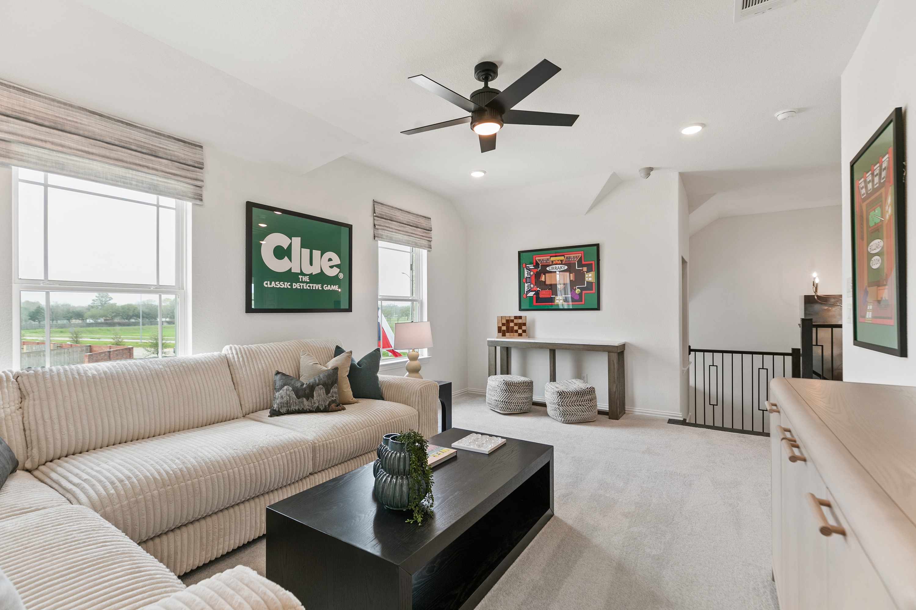 Stylish Living Room Interior at Park at Eldridge, Houston Modern living room with elegant decor, framed art, and plush seating in Park at Eldridge, Houston.